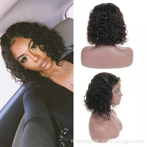 Wholesale Pre Plucked Custom Style Short 13X6 Lace Front Water Curly Wave Frontal Bob Wig